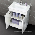 Elegant white lacquer solid wood bathroom vanity cabinet